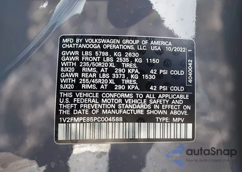 2023 Volkswagen Id.4 Pro S/Pro S Plus из США, поврежденный, VIN 1V2FMPE85PC004588